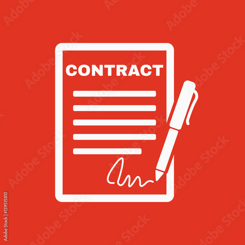 The contract icon. Agreement and signature, pact, accord, convention symbol. Flat Vector illustration
