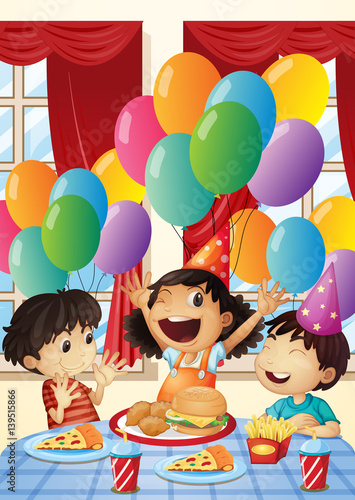 Children having party at home