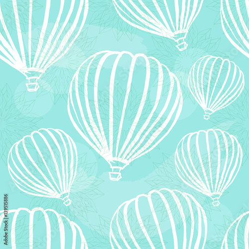 Vector background with hot air ballons in sky