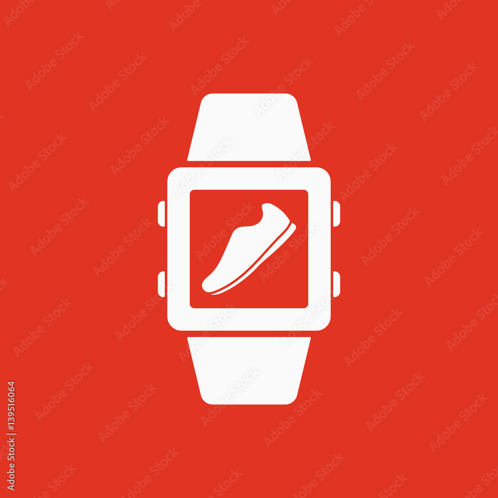 Pedometer icon. Smart watch, clock, fitness bracelet symbol. Flat design. Stock - Vector illustration Pedometer icon. Smart watch, clock, fitness bracelet symbol. Flat design. Stock - Vector illustration