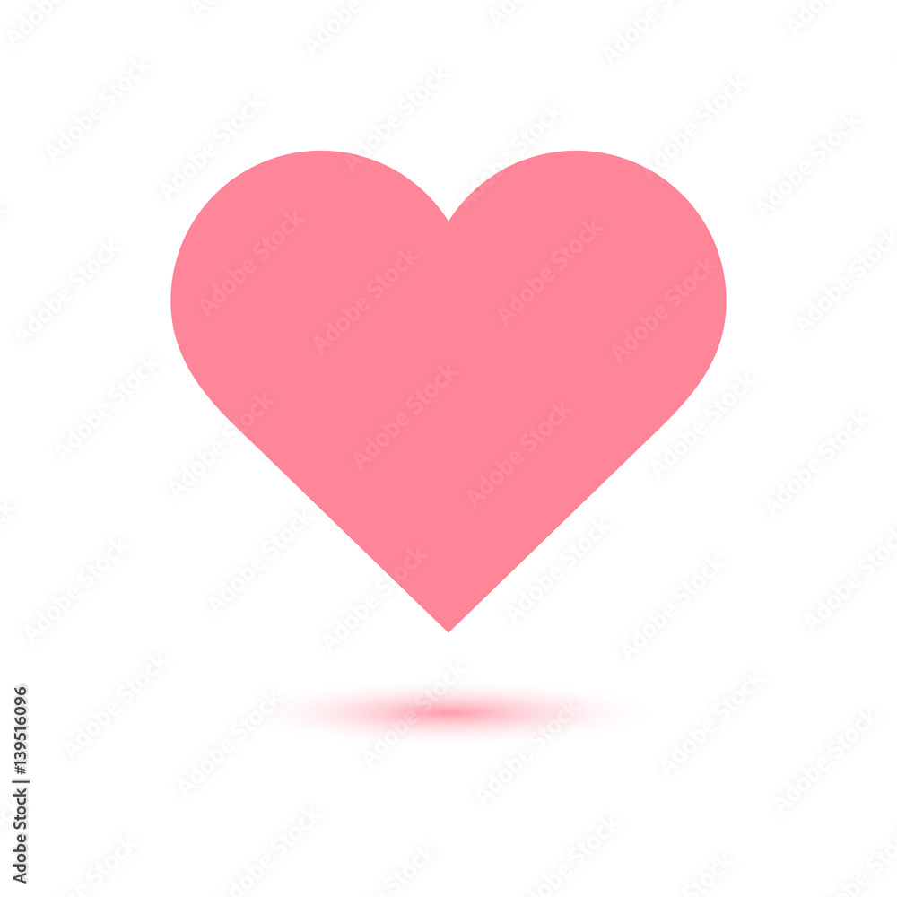 Heart vector icon with shadow