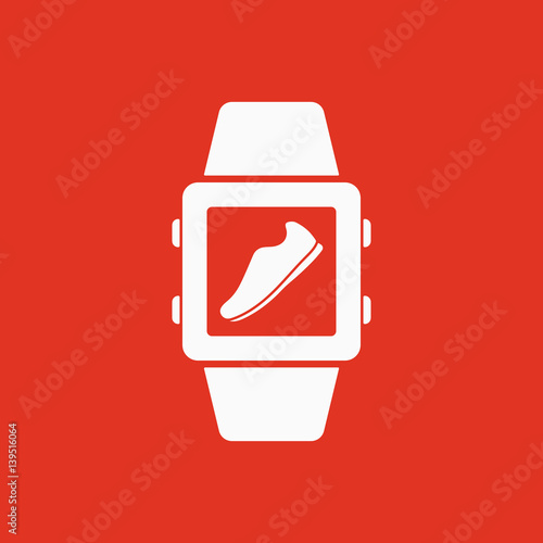Pedometer icon. Smart watch, clock, fitness bracelet symbol. Flat design. Stock - Vector illustration