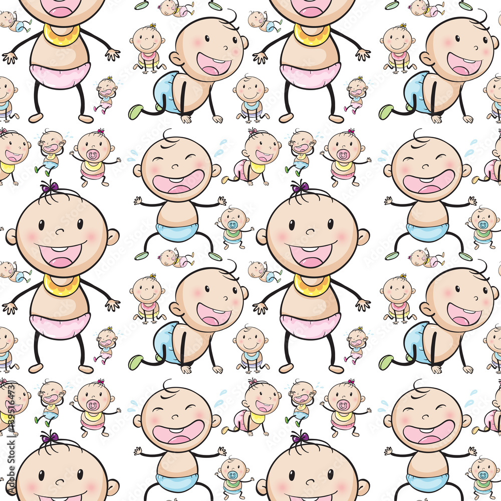 Seamless background design with babies Seamless background design with babies