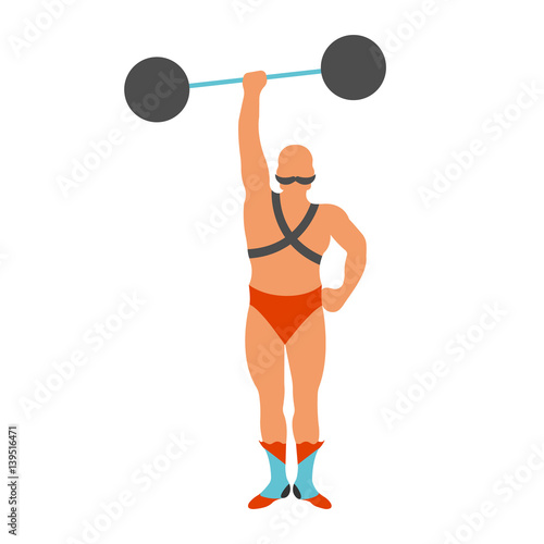 Circus Strongman icon. Vintage Vector illustration.