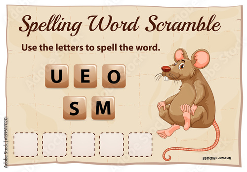Spelling word scramble game for word mouse