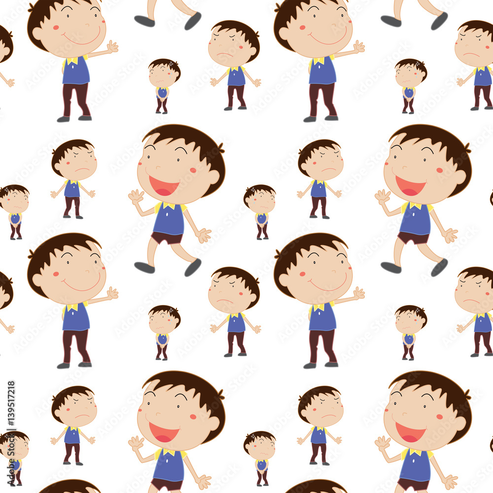 Seamless background with boys smiling Seamless background with boys smiling