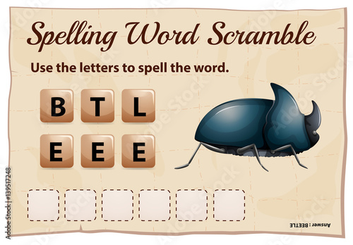 Spelling word scramble for word beetle