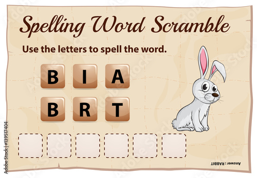 Spelling word game with word rabbit
