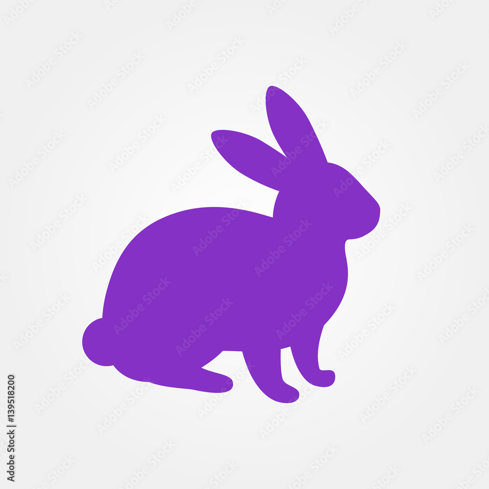 Purple bunny silhouette on a white background. Purple bunny silhouette on a white background.