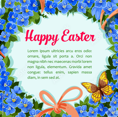 Easter flower wreath vector paschal wreath poster
