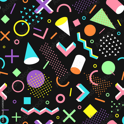 Geometric seamless vector pattern in memphis style