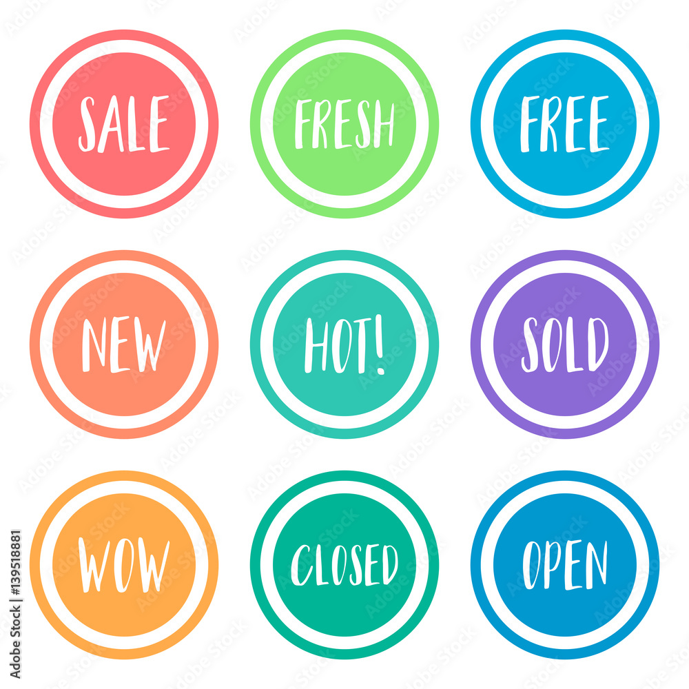 flat sale promotion circle colorful badge set flat sale promotion circle colorful badge set
