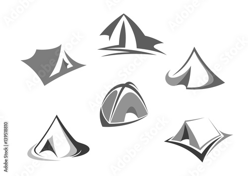 Travel tent icon for tourism and camping design