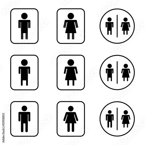 toilet sign design icons set
