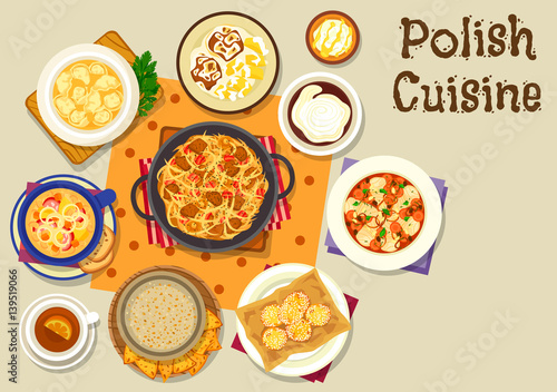 Polish cuisine lunch icon for menu design