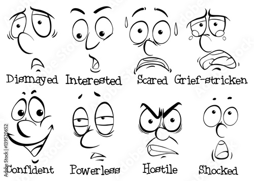 Eight facial expressions of human