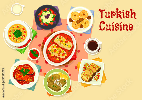 Turkish cuisine tasty lunch icon design