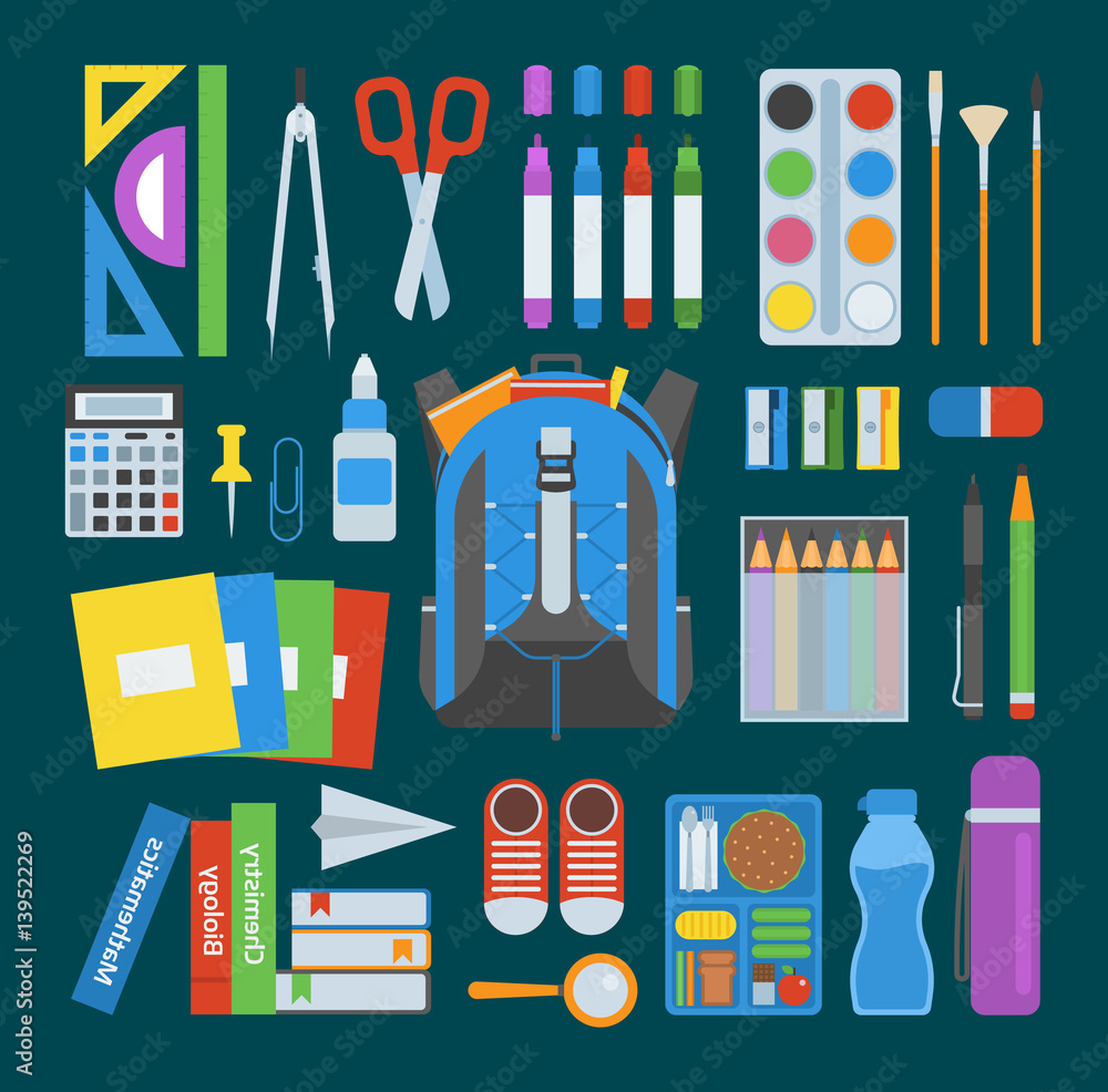 School bag vector set. School bag vector set.