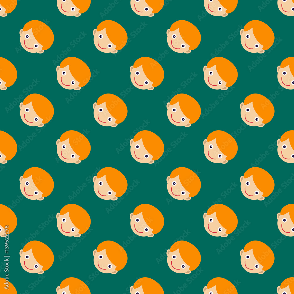 Boy face portrait fun happy young expression cute teenager cartoon character and happyness little kid flat seamless pattern joy casual childhoodvector illustration. Boy face portrait fun happy young expression cute teenager cartoon character and happyness little kid flat seamless pattern joy casual childhoodvector illustration.