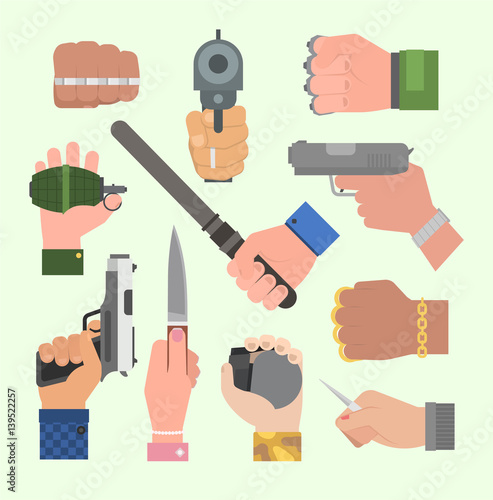 Hand firing with gun vector.