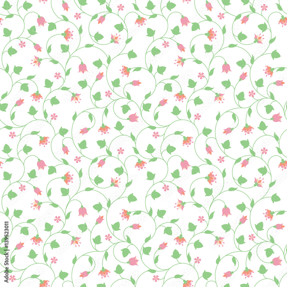 Seamless floral pattern with tiny pink flowers