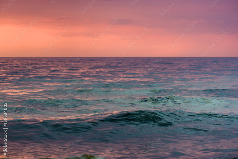 Sea waters at evening
