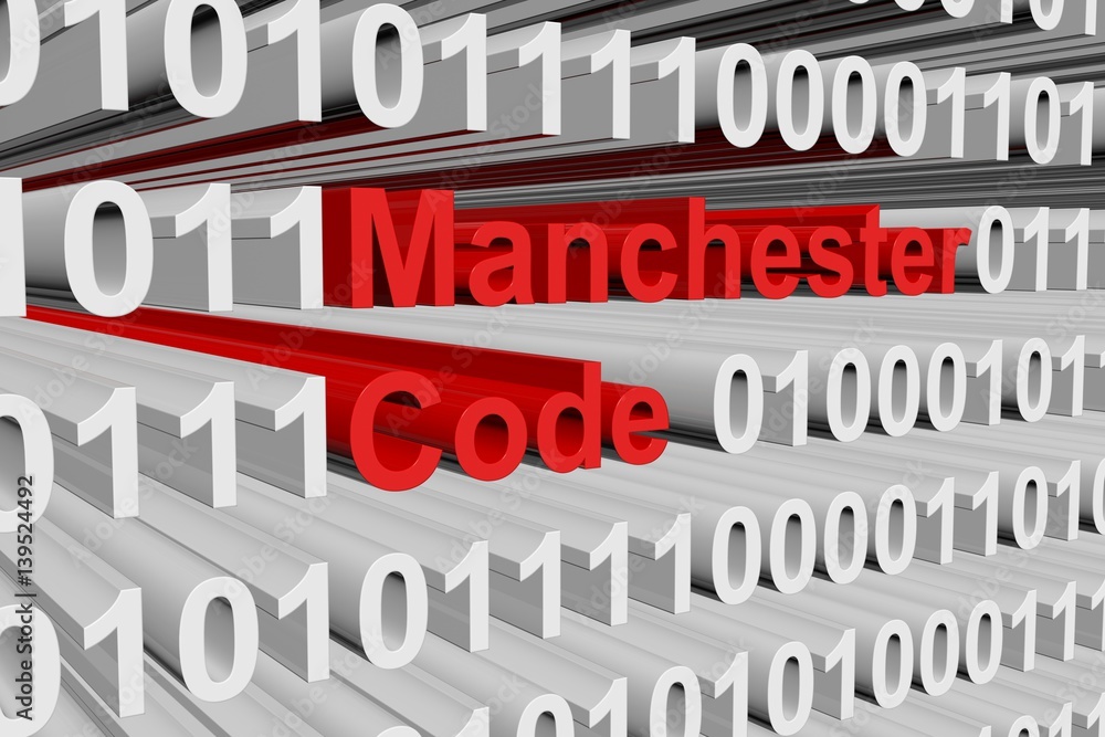 manchester code as a binary code 3D illustration