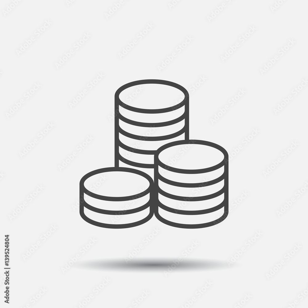 Coins stack vector illustration. Money stacked coins icon in flat style. Coins stack vector illustration. Money stacked coins icon in flat style.