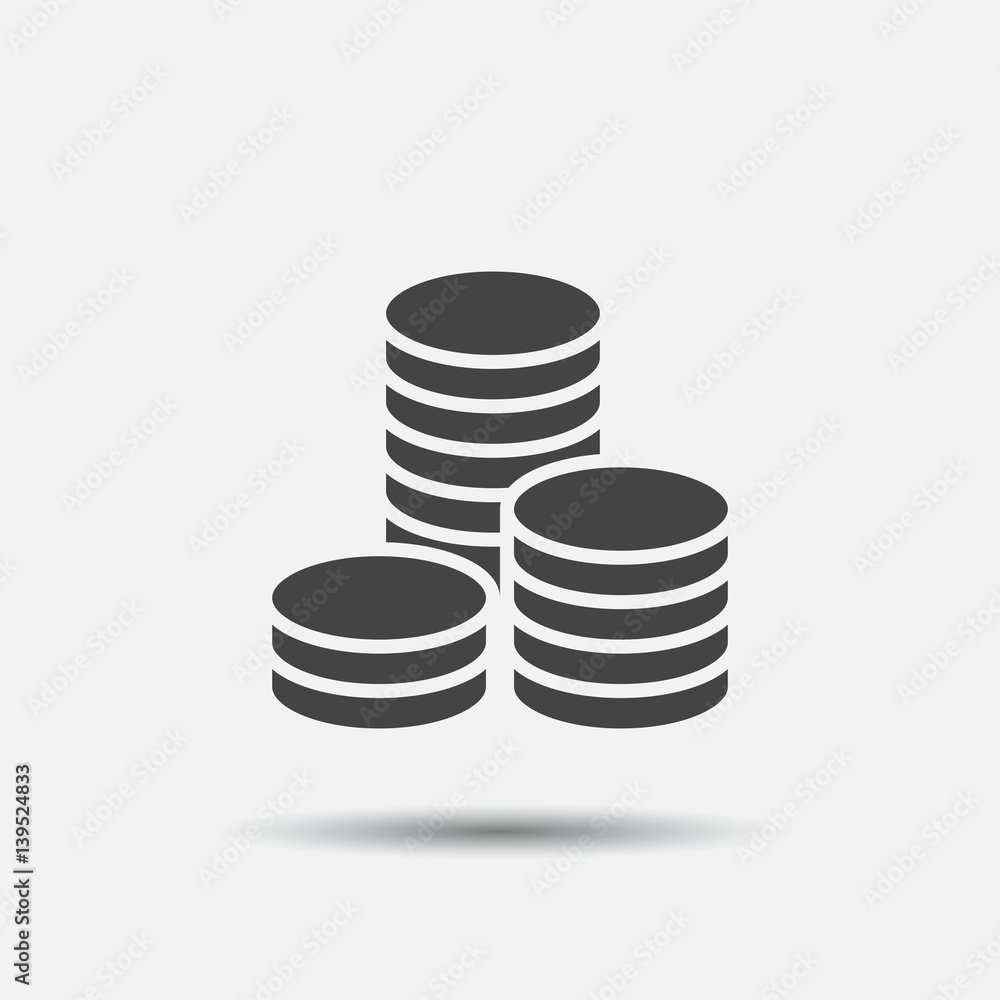 Coins stack vector illustration. Money stacked coins icon in flat style. Coins stack vector illustration. Money stacked coins icon in flat style.