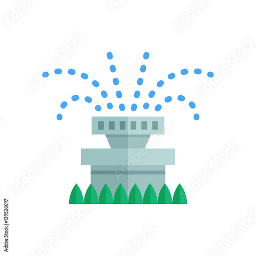 Garden sprinkler icon. Automatic lawn watering system vector illustration.