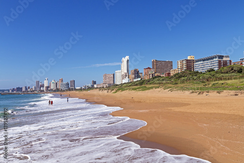 Coastal Landscape Beach Ocean Blue Sky and City Skyline