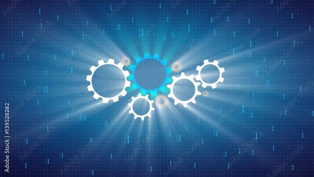 Animation mit drehenden Zahnrädern Arbeit 4.0