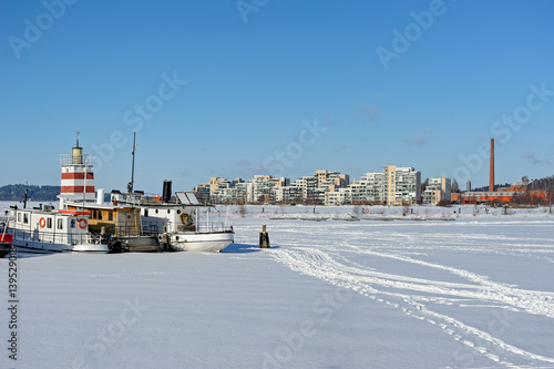 Sunny winter day in Lahti, Finland photo