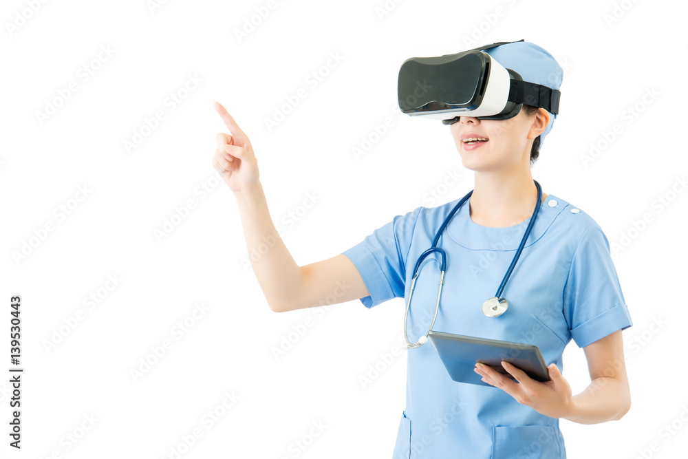 asian surgeon use digital tablet control VR headset screen asian surgeon use digital tablet control VR headset screen