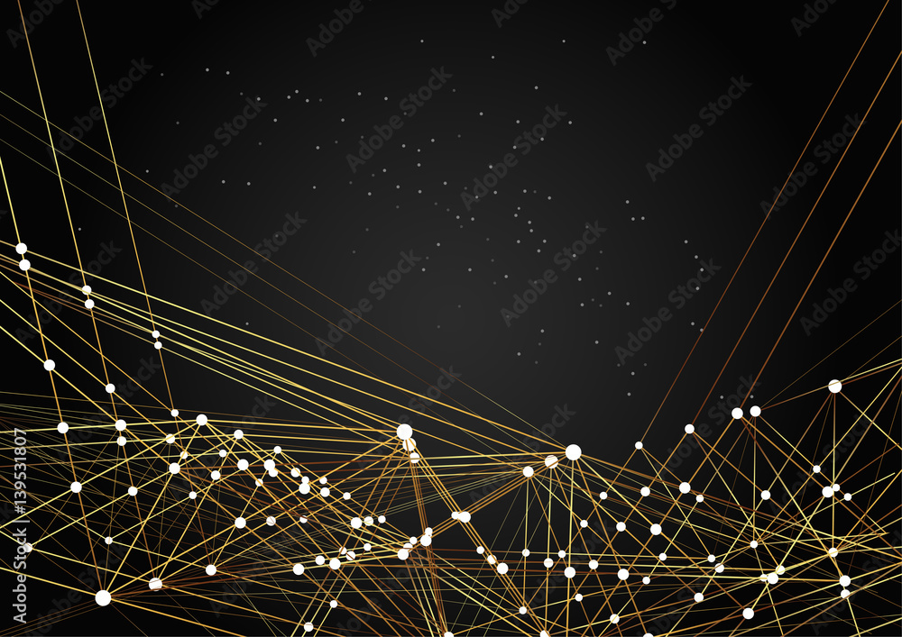 Obraz premium Vector technology concept. Connected Lines and dots. Network sign
