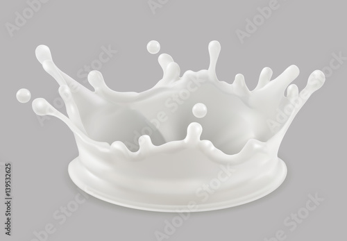 Milk splash. 3d vector icon