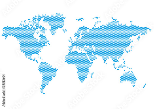 World Continents Map - Dots style vector illustration