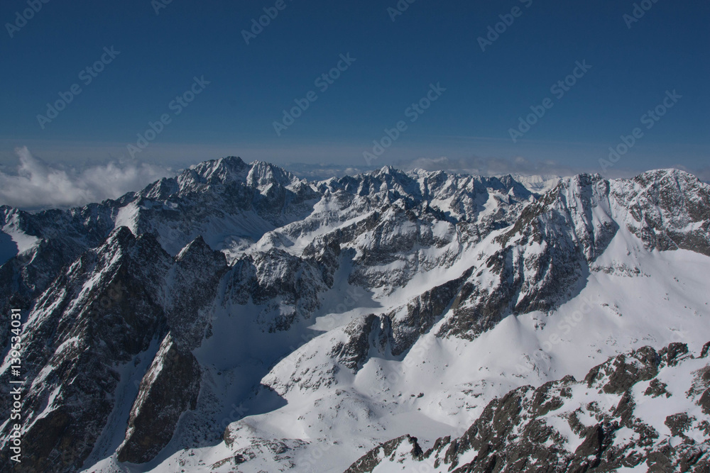 View from Lomnicky peak, High Tatras Mountains, Slovakia