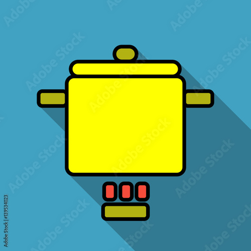 Hot pan isolated, saucepan on the stove, pan icon, cook. Flat design. Vector.