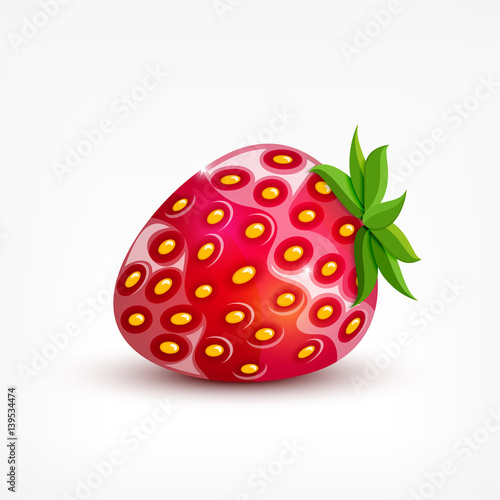 Delicious shiny ripe red strawberry vector illustration