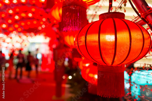 Chinese red lantern at night