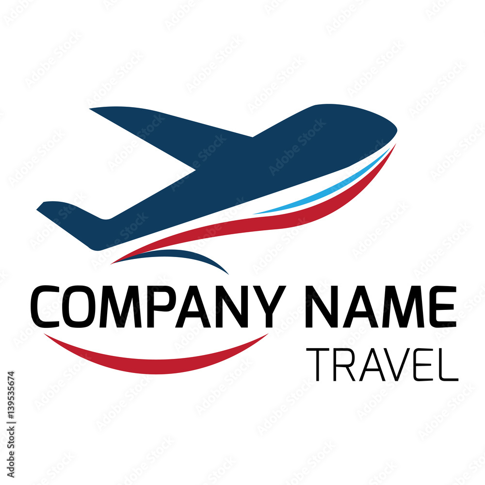 travel logo that have a plane flying around travel text. vector illustration.