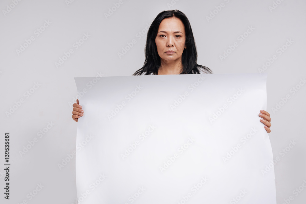 Beautiful woman of Asian origin working for social advertisement Beautiful woman of Asian origin working for social advertisement