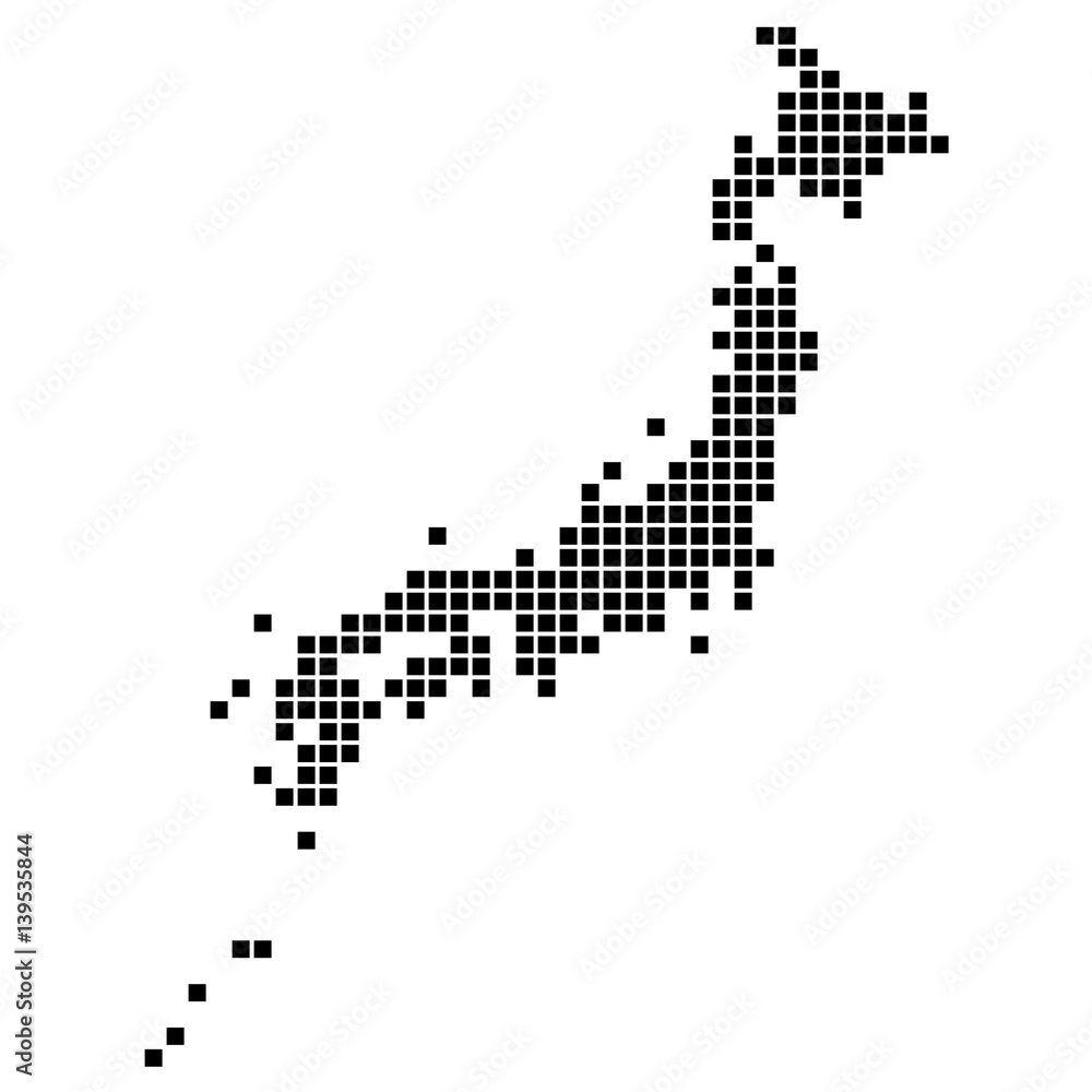 Детальная карта Японии выполненная из точек. Векторная иллюстрация.