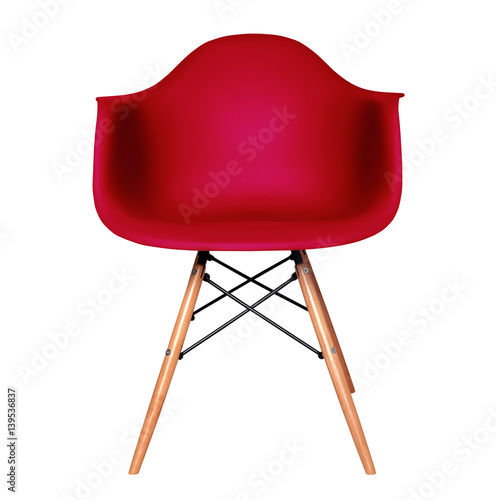 Modern red chair stool isolated on white background.