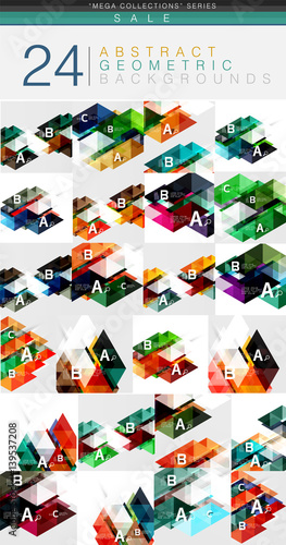 Mega collection of 24 low poly triangle abstract backgrounds
