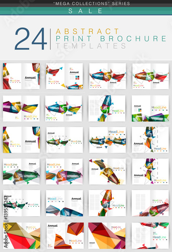 Mega collection of vector geometrical business brochure or leaflet cover design templates