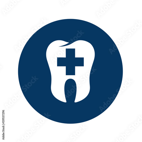 Icono plano logotipo dentista en circulo azul