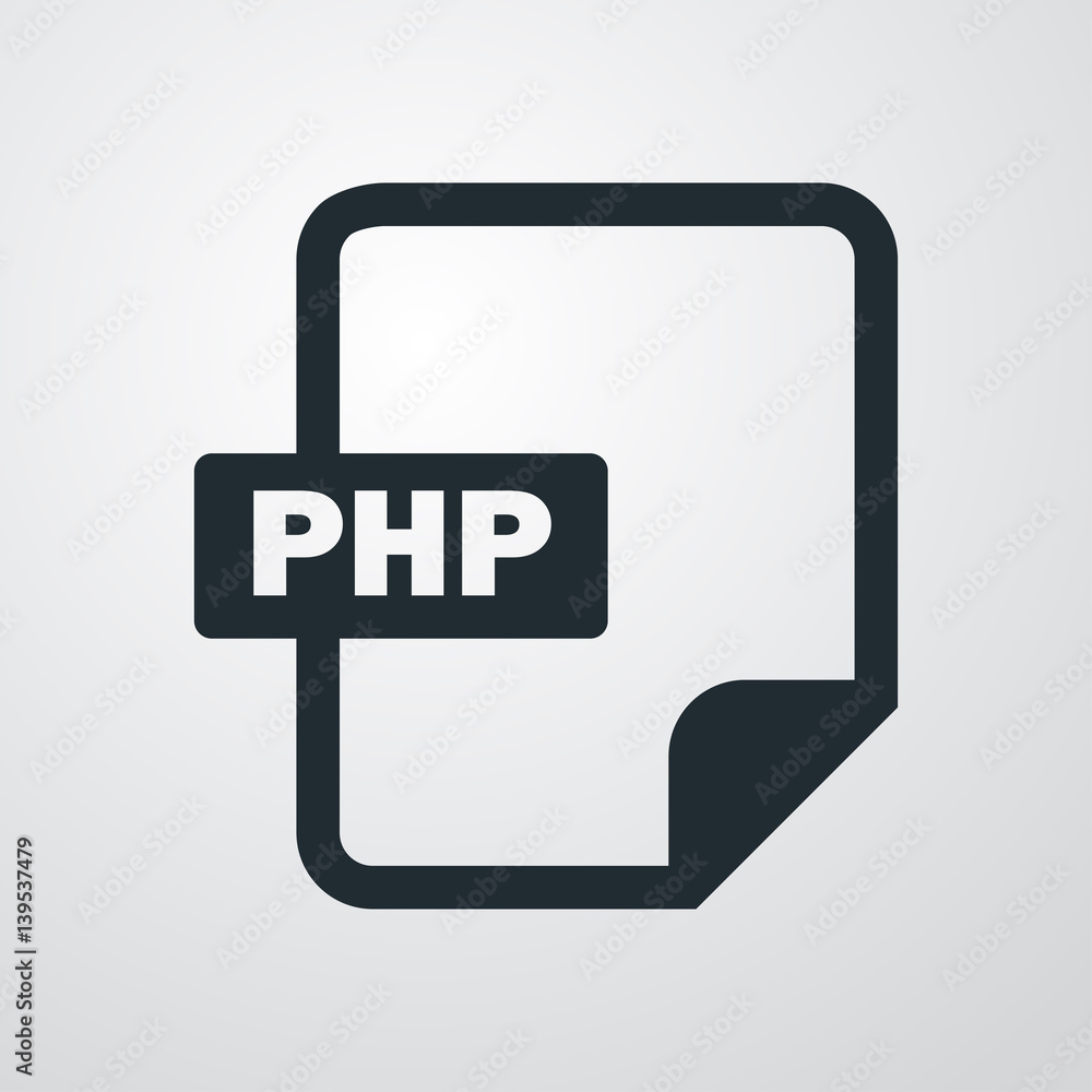 Icono plano extension PHP en fondo degradado Icono plano extension PHP en fondo degradado