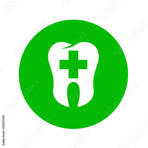 Icono plano logotipo dentista en circulo verde